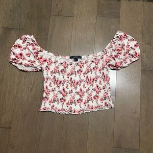 Floral puff sleeve crop top